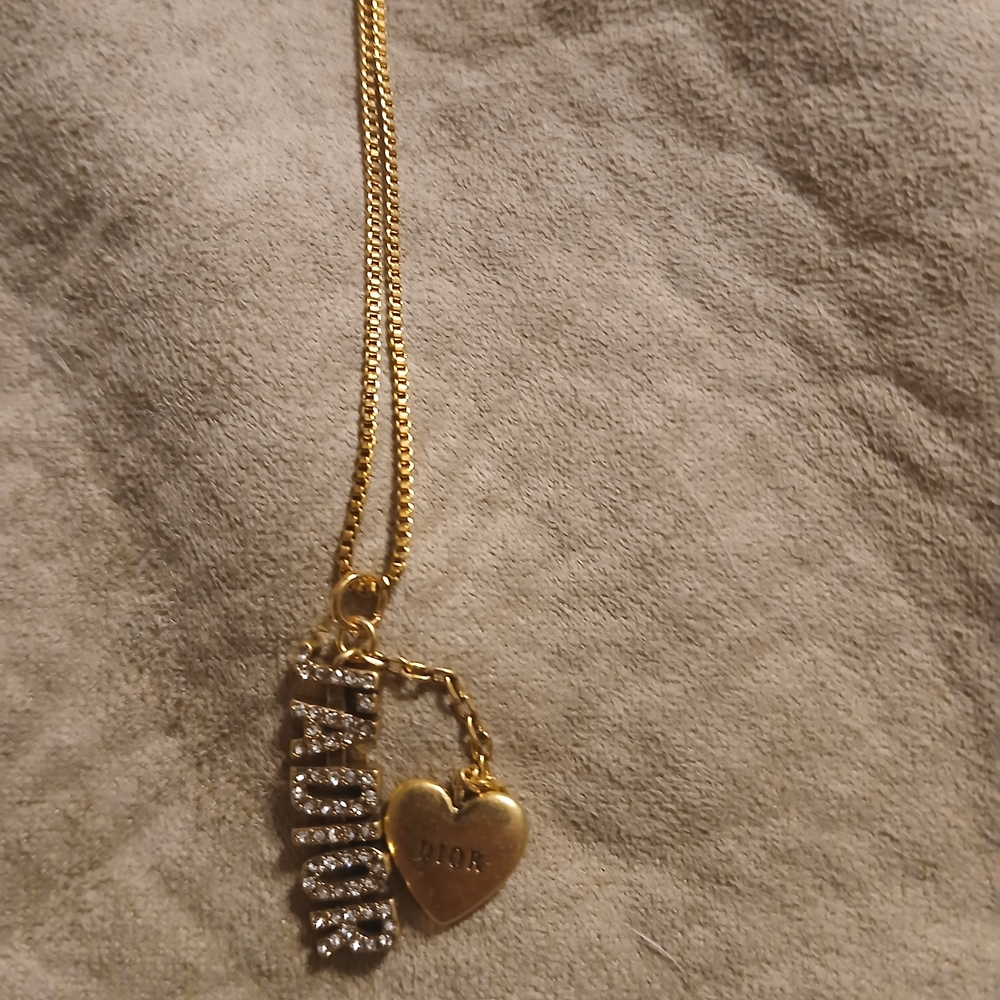 Gold and Silver Heart Charm Necklace